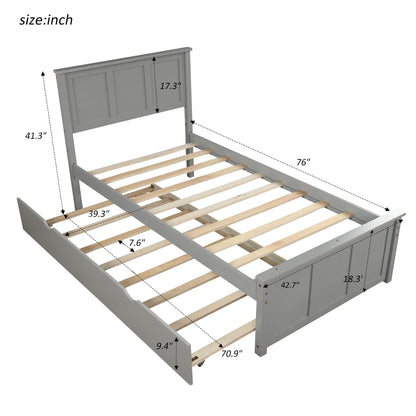 Gray platform bed with twin trundle and frame, HouseOfZazla on Tampa Home & Garden Store