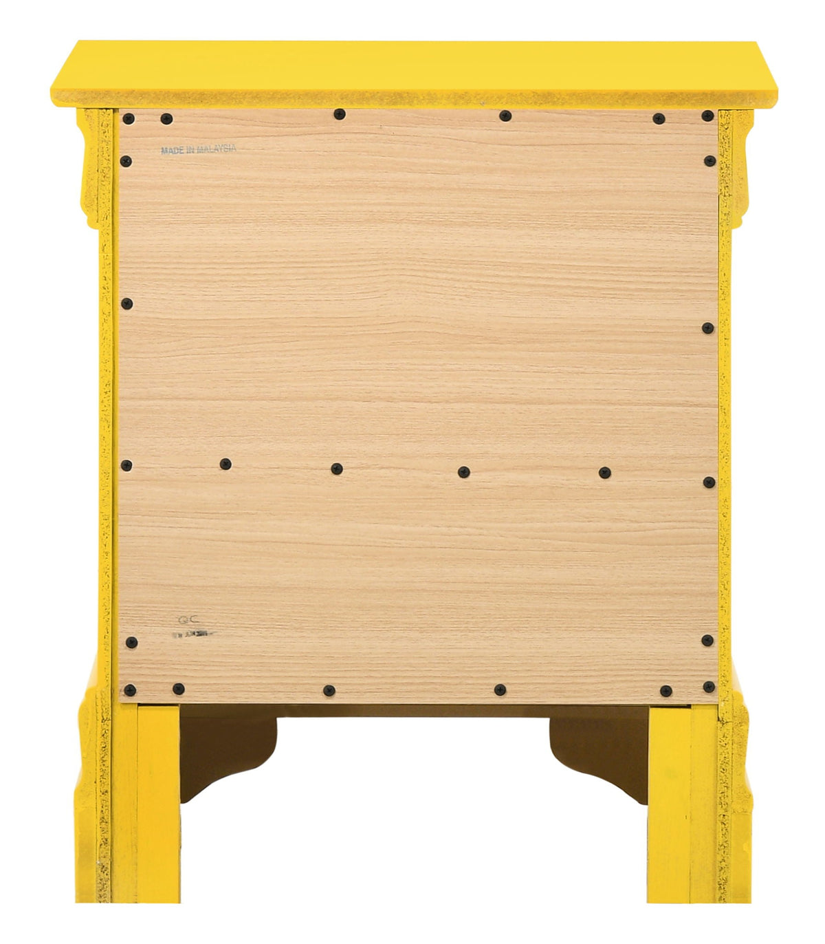 Traditional Style Nightstand by HouseOfZazla with yellow frame and natural wood front on Tampa Home & Garden Store