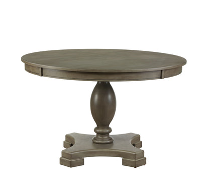 Waylon Dining Table gray oak round table with pedestal base by HouseOfZazla on Tampa Home & Garden Store