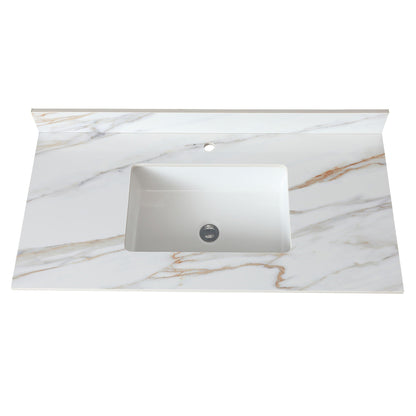 Elegant vanity top with undermount sink and white marble backsplash HouseOfZazla on Tampa Home & Garden Store