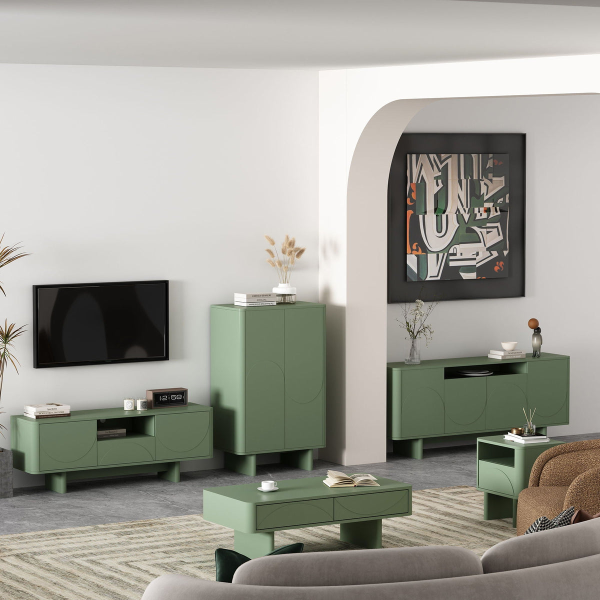 Modern Accent Nightstands set of 4 in green with drawers and shelves by HouseOfZazla on Tampa Home & Garden Store