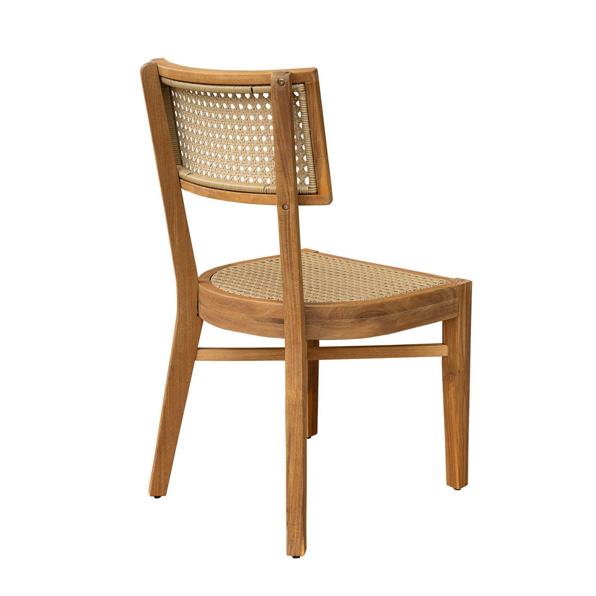 Netro Acacia Wood Dining Chair with Light Brown Wicker back and seat on Tampa Home & Garden Store