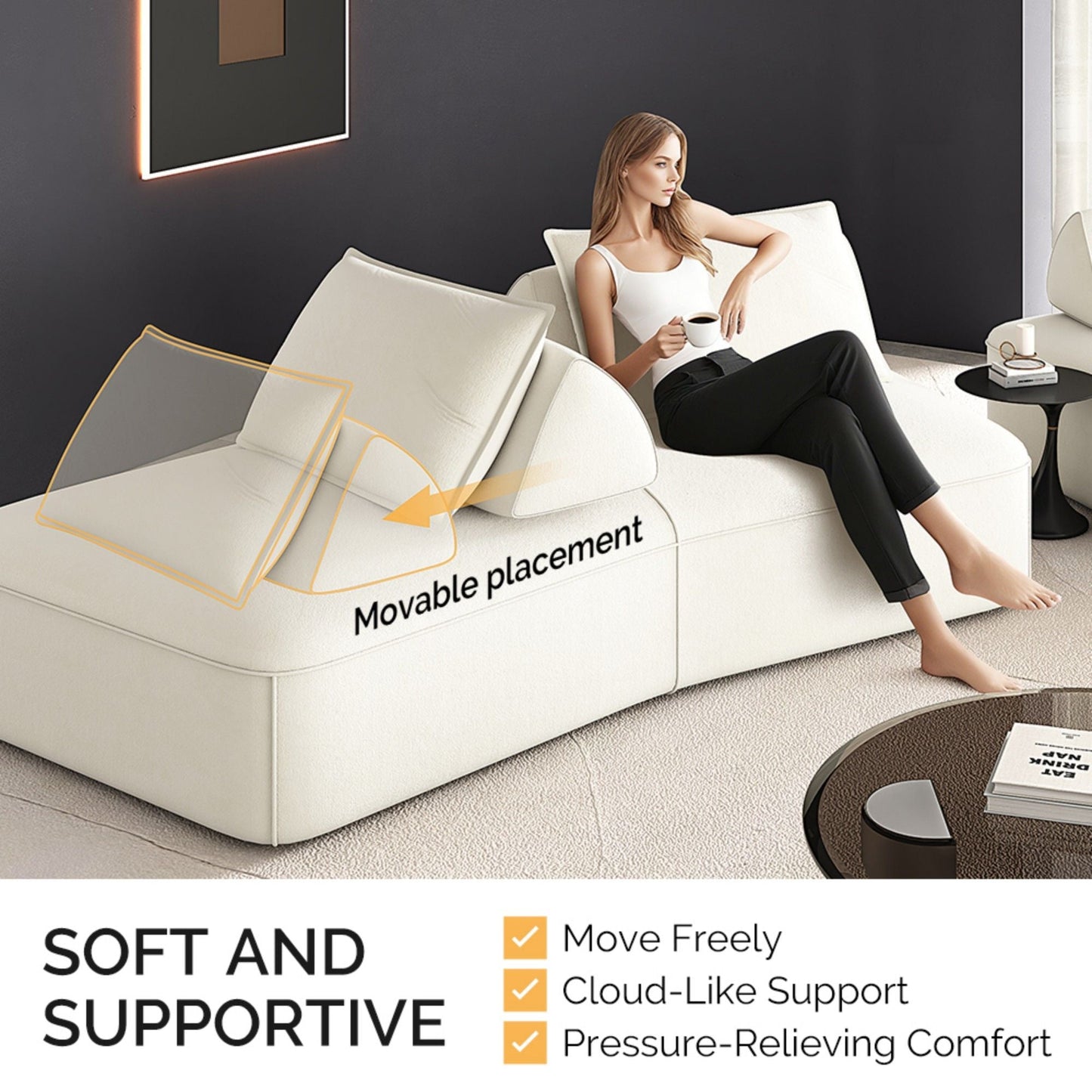 Modern luxury oversized modular sectional sofa set in white by HouseOfZazla 2pc living room set on Tampa Home & Garden Store
