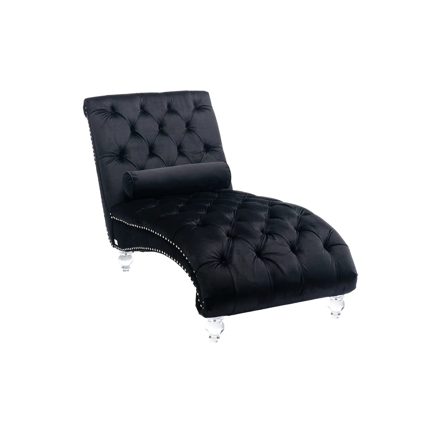 Indoor Chaise Lounge With Button Tufted Pillow