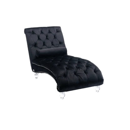 Indoor Chaise Lounge With Button Tufted Pillow