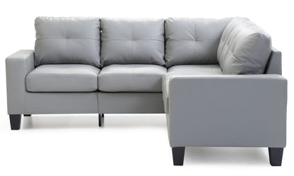 Newbury Sectional Sofa with Pocket Coil Cushions in light gray faux leather on Tampa Home & Garden Store