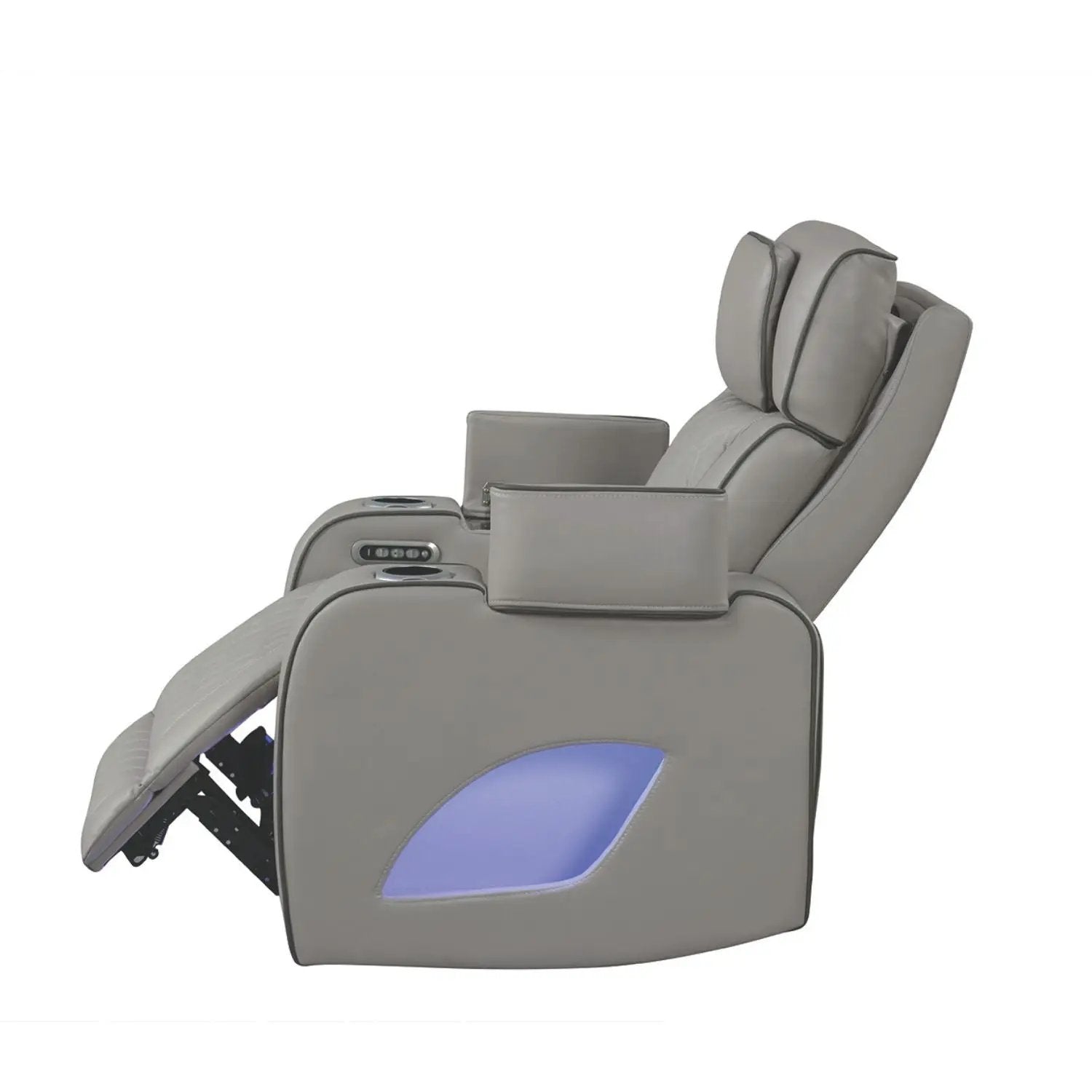 Fortuner reclining chair gray leather with cupholders and control panel Unique Piece Furniture on Tampa Home & Garden Store