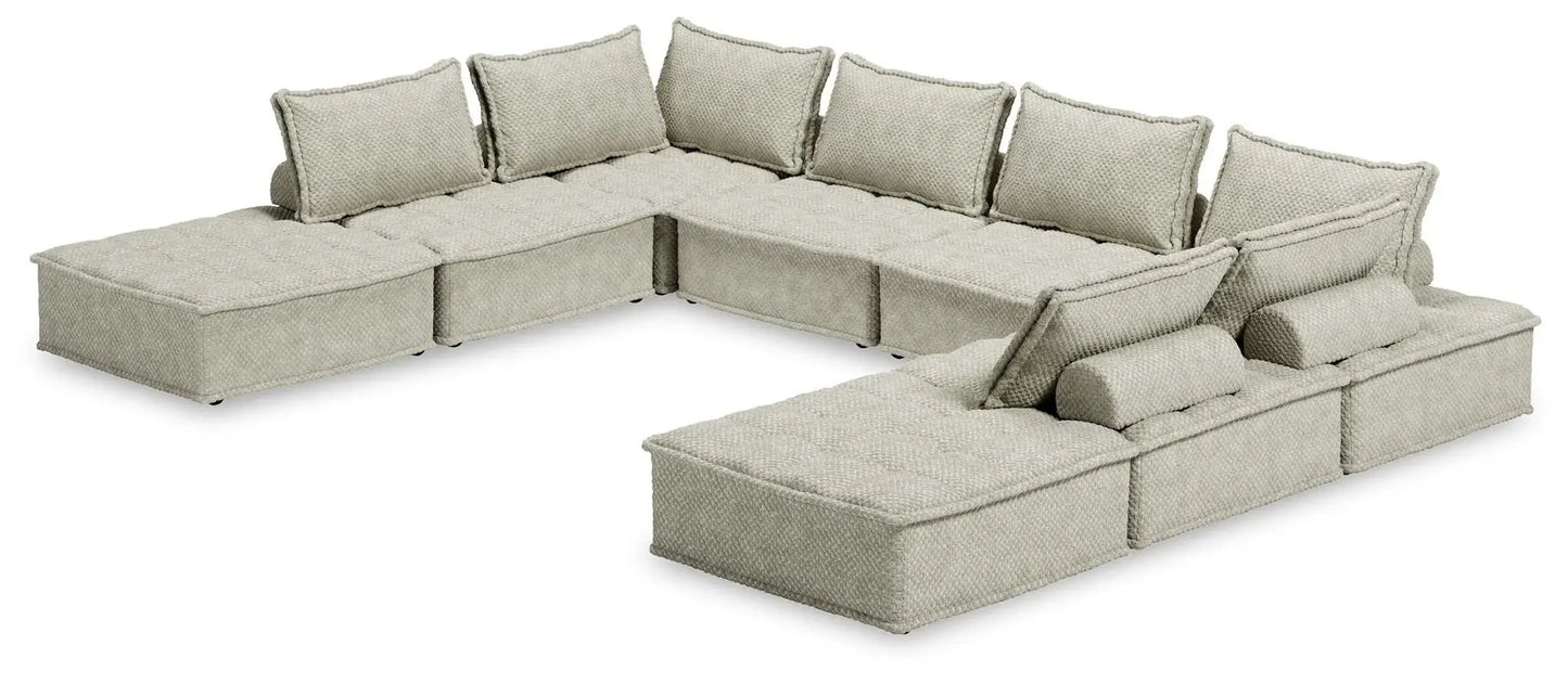 Bales sectional sofa in beige textured fabric with plush back cushions by Unique Piece Furniture on Tampa Home & Garden Store