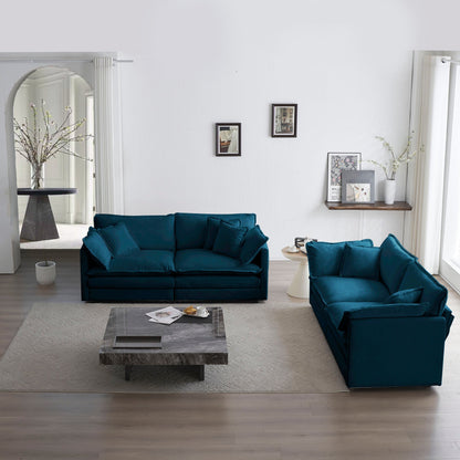 2-Piece blue chenille living room sofa set by HouseOfZazla on Tampa Home & Garden Store
