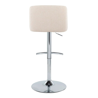 Toriano contemporary adjustable barstool beige fabric seat with swivel rounded T footrest chrome base on Tampa Home & Garden Store