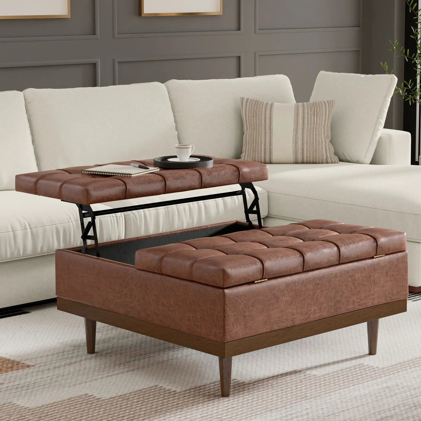 Mariah Upholstered Lift Top Table Storage Ottoman