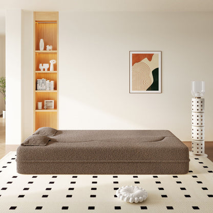 Modern Floor Sleeper Sofa Bed And Two Pillows