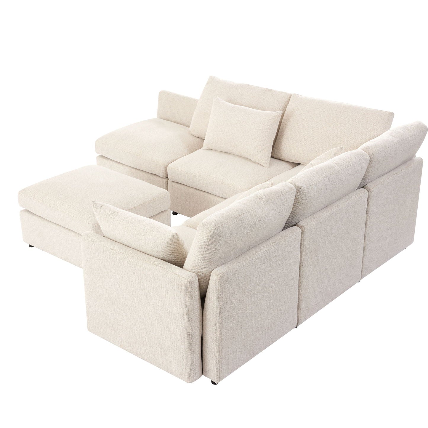 Sectional sofa modular U-shaped with ottoman beige fabric 2-piece set HouseOfZazla on Tampa Home & Garden Store