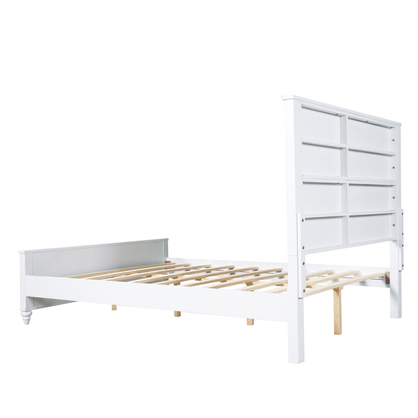 Solid White Queen Bed Frame and Wooden Board