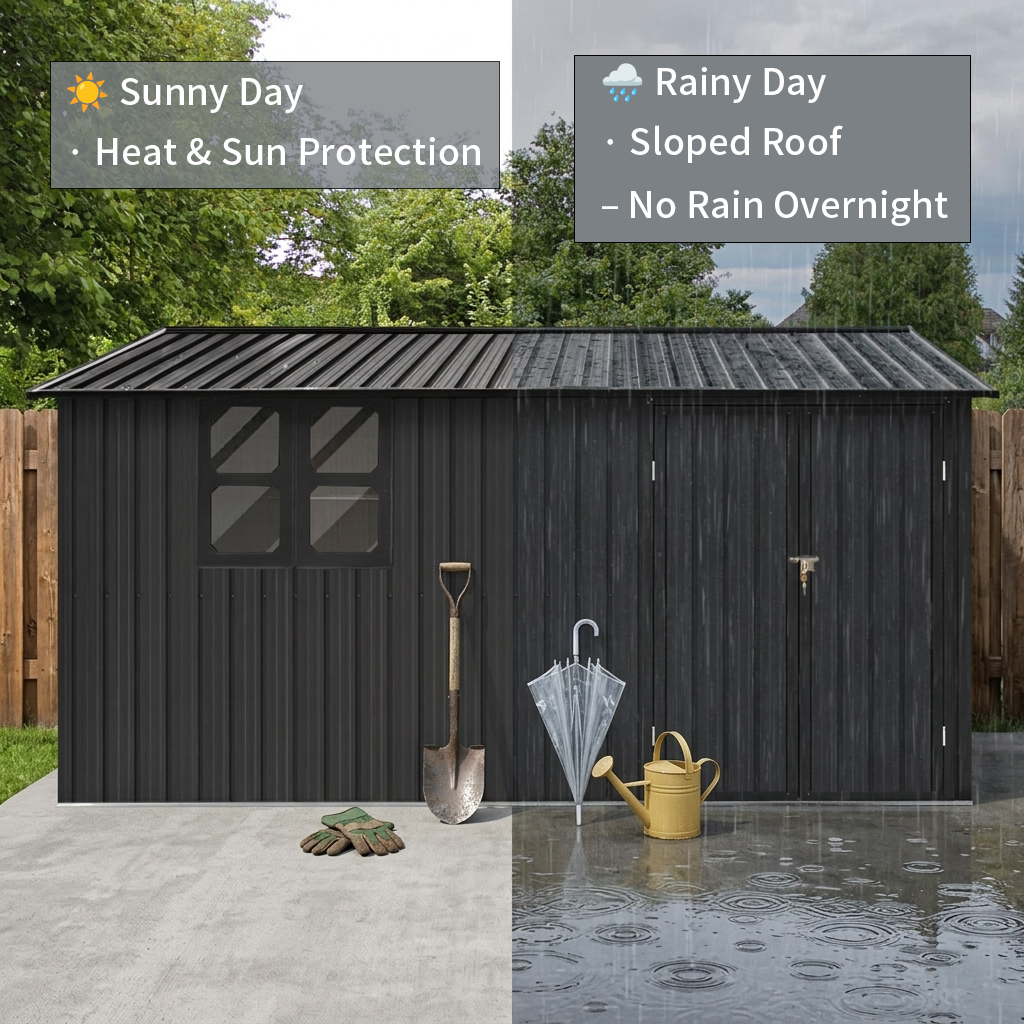 12x10 ft Metal Garden Shed and Outdoor Storage
