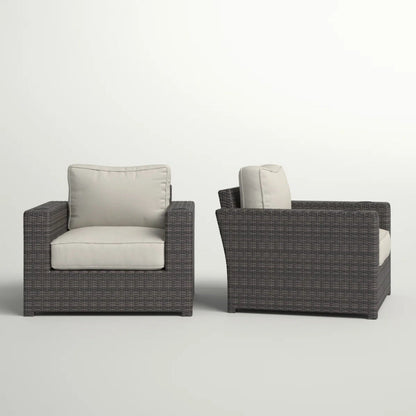 Outdoor armchairs with cushions in espresso brown wicker and beige cushions HouseOfZazla on Tampa Home & Garden Store