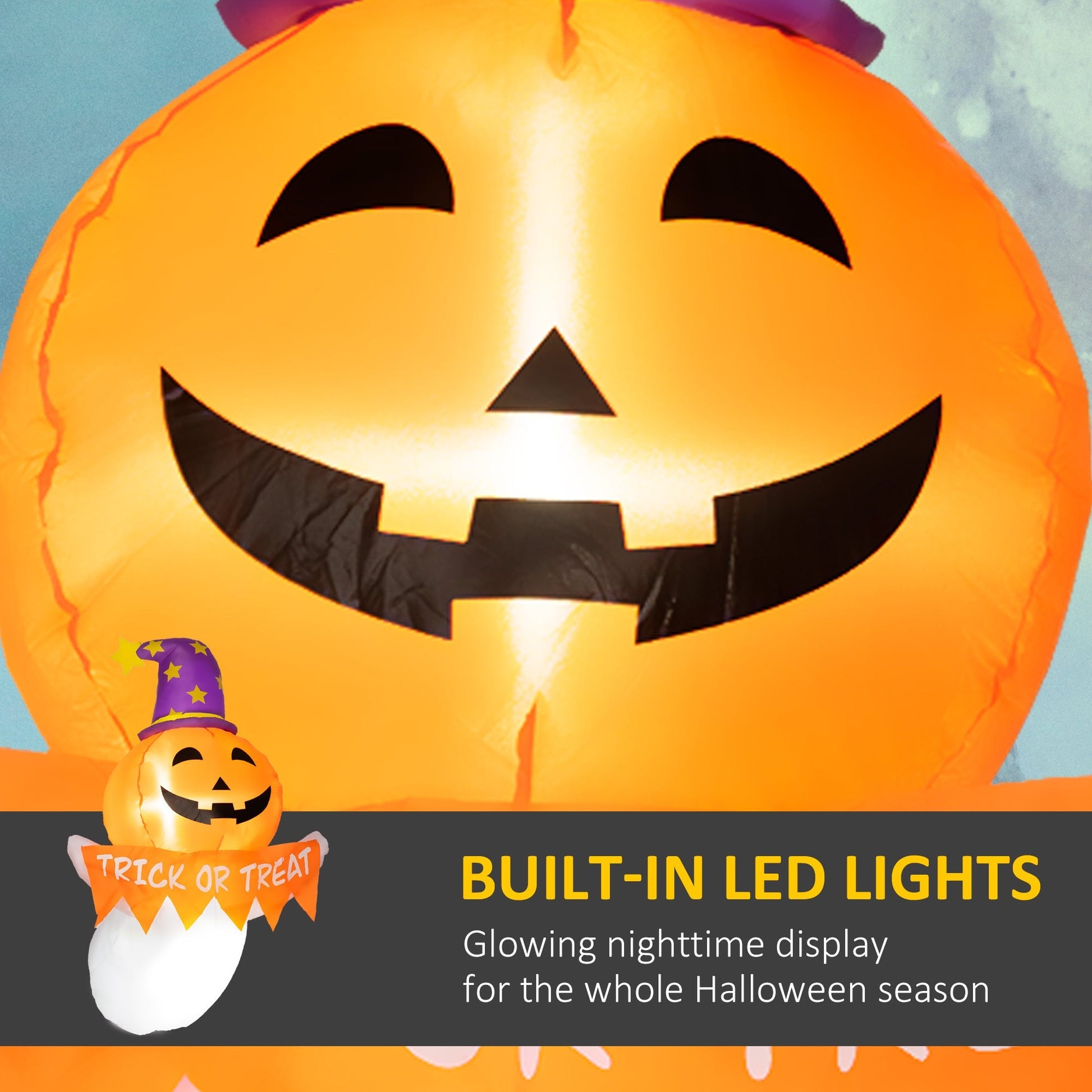 Inflatable pumpkin jack-o'-lantern with built-in LED lights, Halloween decor 41.3 in tall on Tampa Home & Garden Store