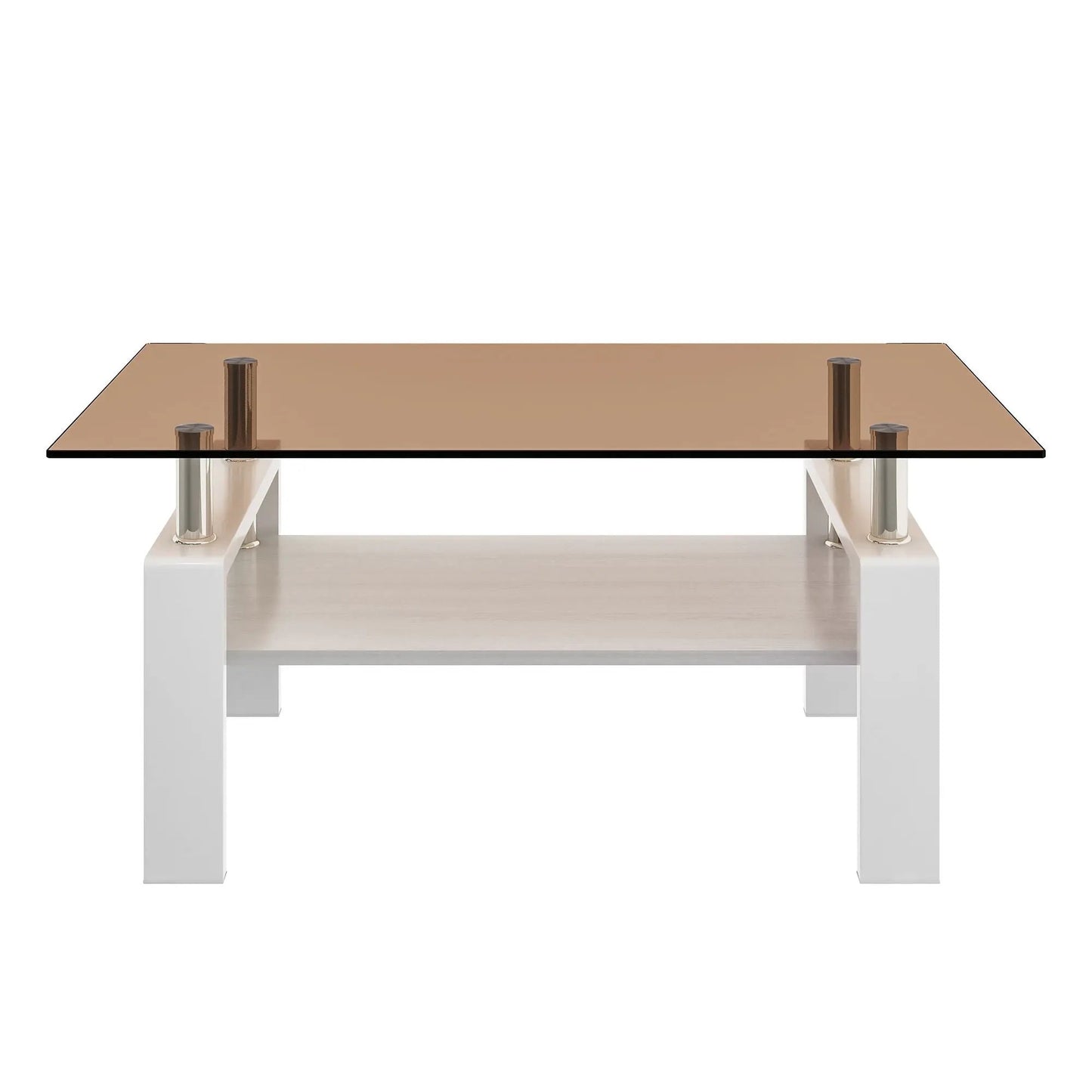 Rectangular Coffee Table With Tempered Glass Top