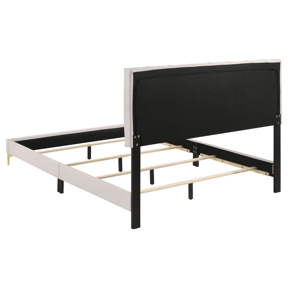 James - Bedroom Set, 4-Piece by HouseOfZazla with white frame and black upholstered headboard on Tampa Home & Garden Store