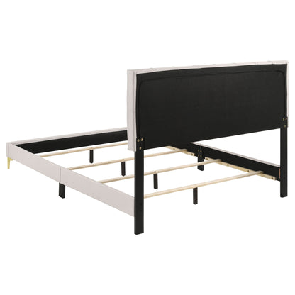 James - Bedroom Set, 4-Piece by HouseOfZazla with white frame and black upholstered headboard on Tampa Home & Garden Store
