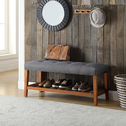 Charla Upholstered Bench with Tufted Fabric Seat