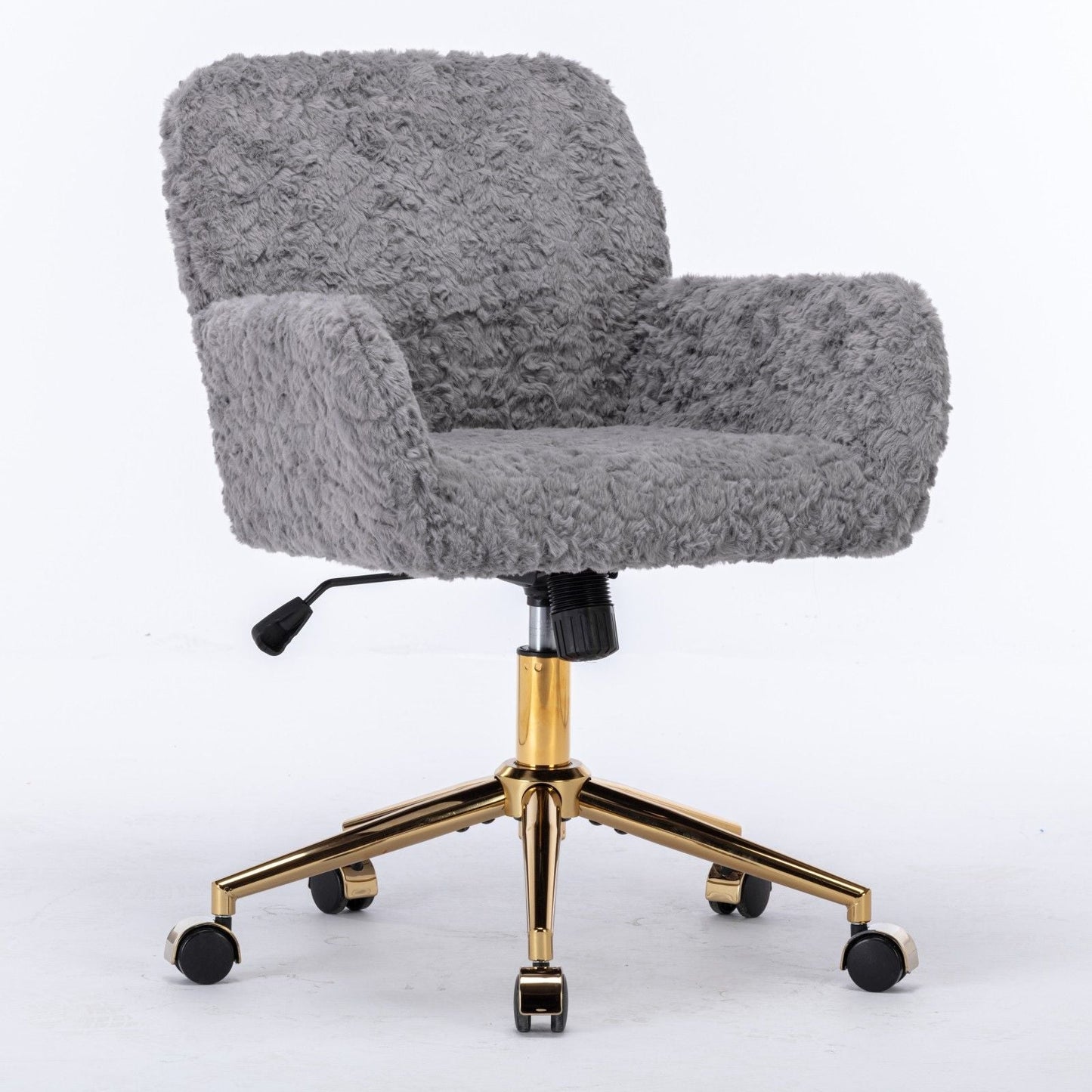 Office Chair with Rabbit Hair and Metal Base