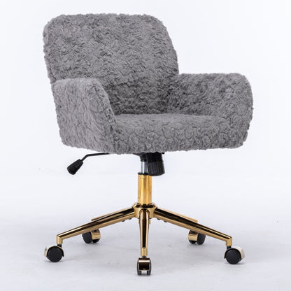 Office Chair with Rabbit Hair and Metal Base
