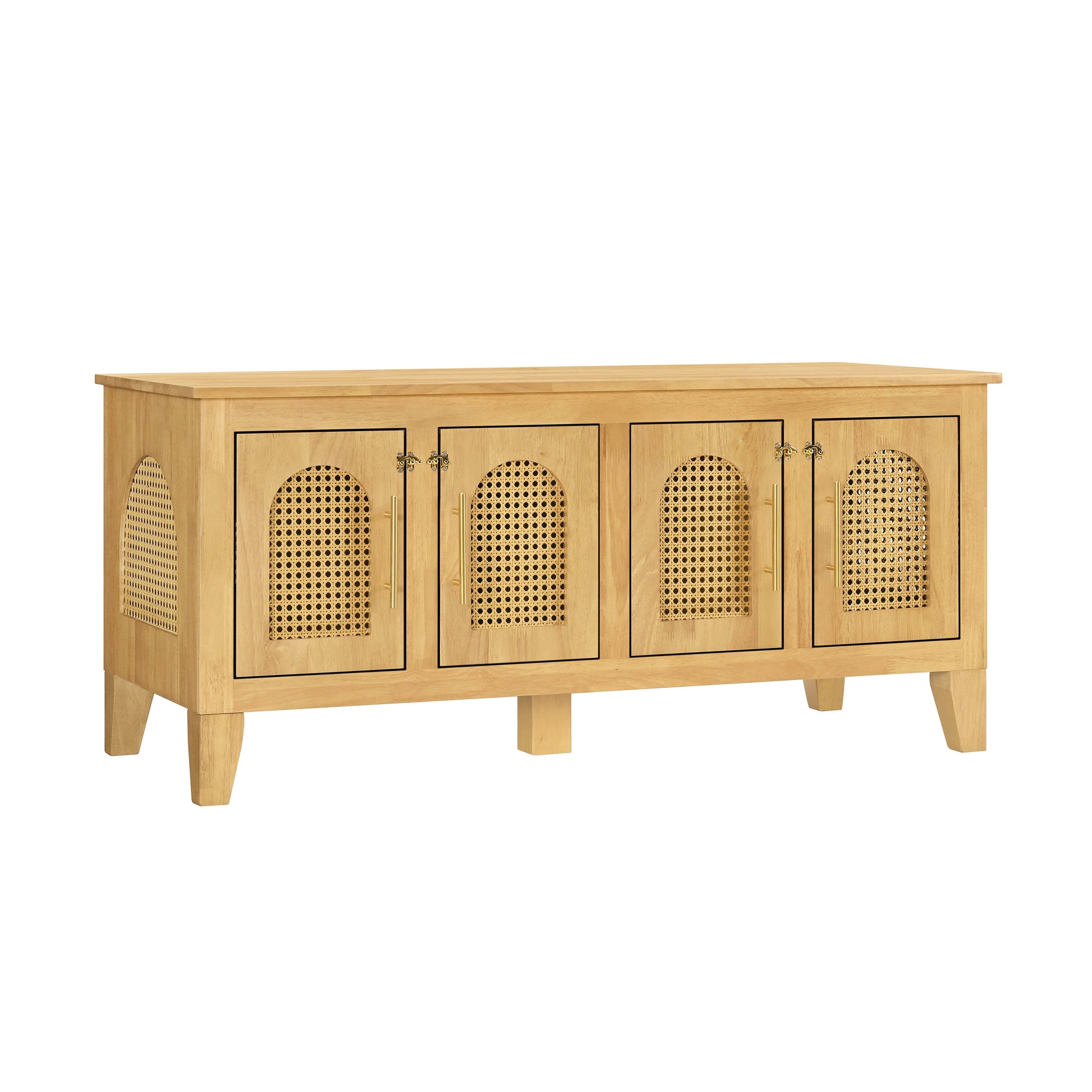 Lars Indoor Dog Crate Cabinet in rubber wood with cane-woven doors by HouseOfZazla on Tampa Home & Garden Store