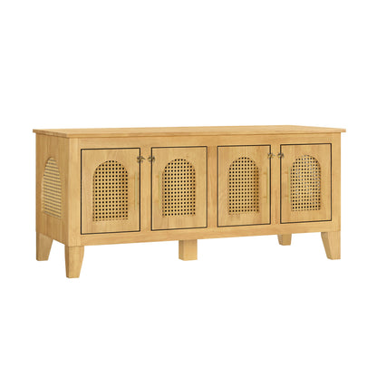 Lars Indoor Dog Crate Cabinet in rubber wood with cane-woven doors by HouseOfZazla on Tampa Home & Garden Store