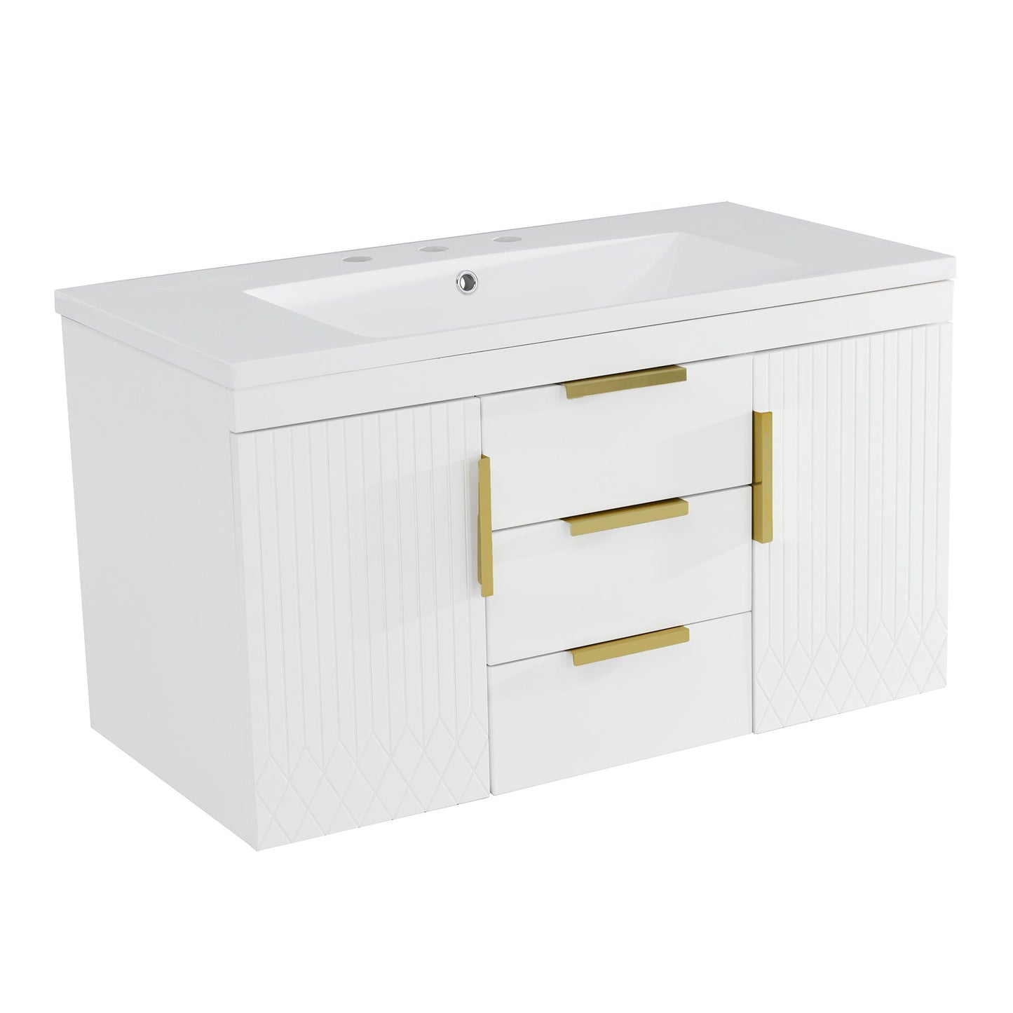 Wall Mounted Bathroom Vanity With Sink and Shelf