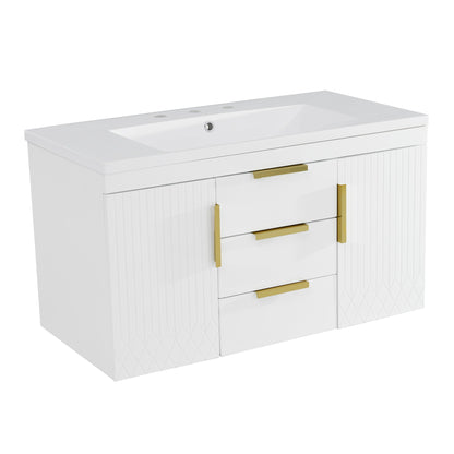 Wall Mounted Bathroom Vanity With Sink and Shelf