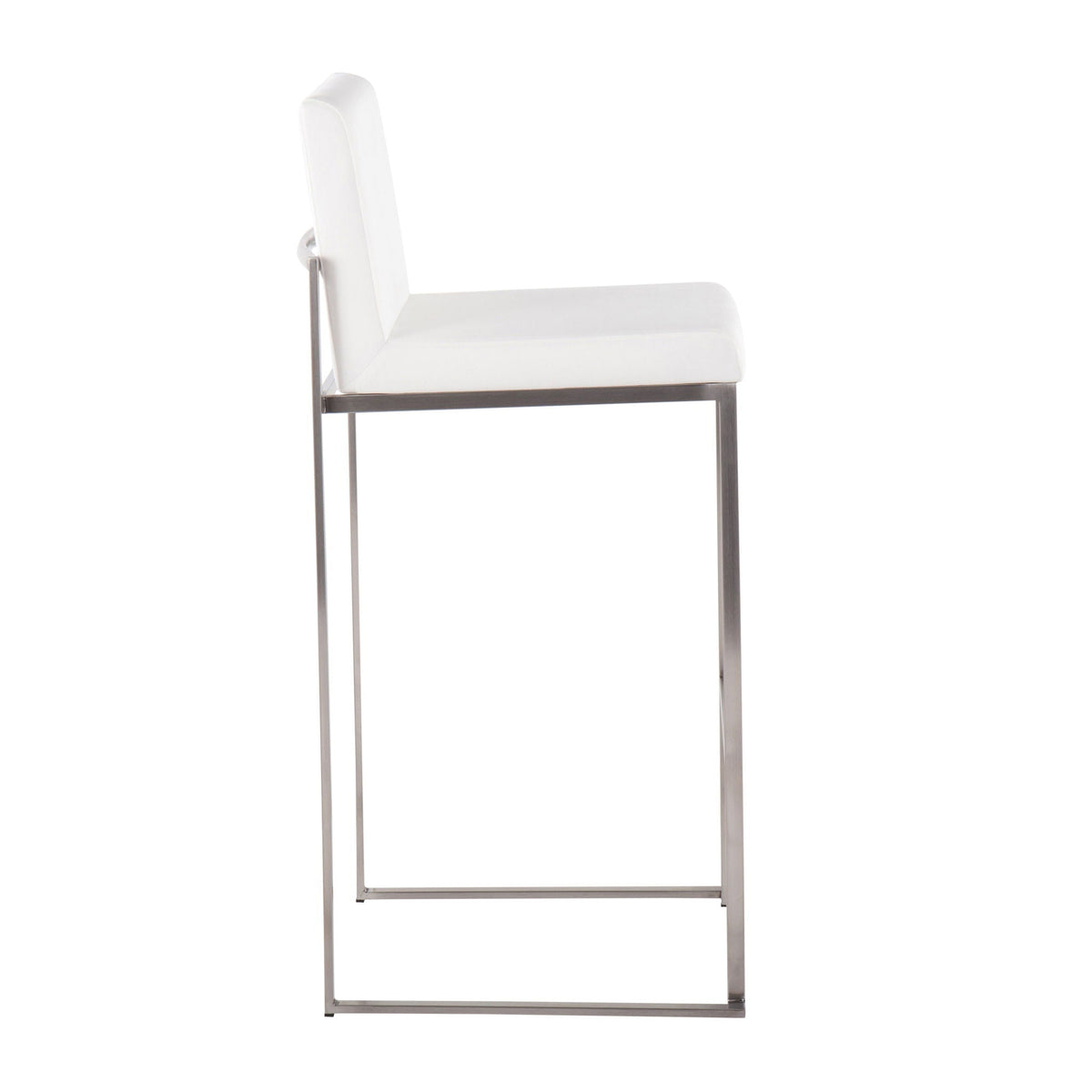 White upholstered high-back barstool with metal frame, contemporary design on Tampa Home & Garden Store