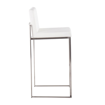 White upholstered high-back barstool with metal frame, contemporary design on Tampa Home & Garden Store