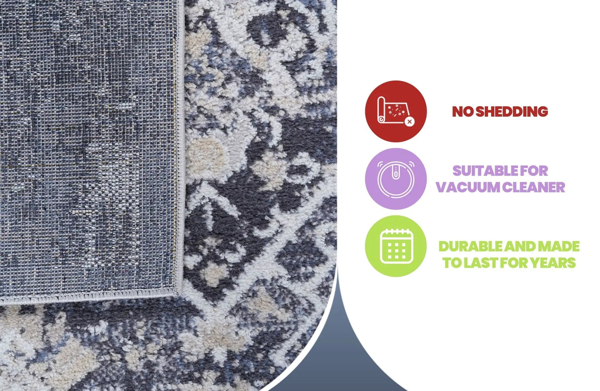 Payas traditional area rug by Unique Piece Furniture in blue ivory with distressed floral motif on Tampa Home & Garden Store