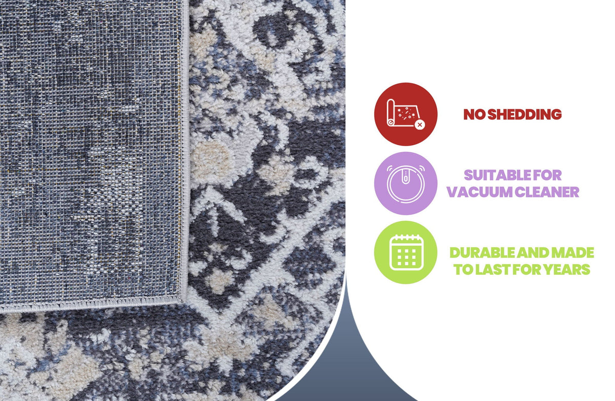 Traditional Area Rug with Stain Resistance in blue cream multicolor by HouseOfZazla on Tampa Home & Garden Store