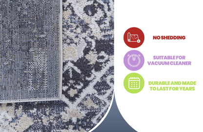Traditional Area Rug with Stain Resistance in blue cream multicolor by HouseOfZazla on Tampa Home & Garden Store