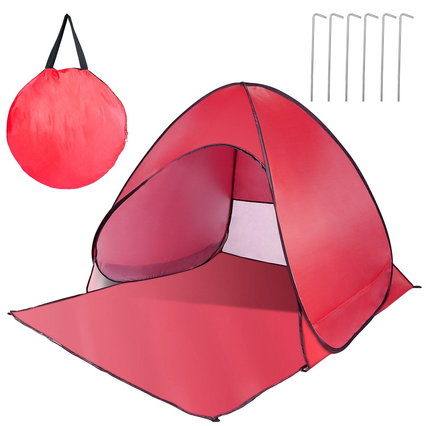 Pop Up Beach Tent GemGear red sun shade shelter with net window and carry bag includes 6 stakes on Tampa Home & Garden Store