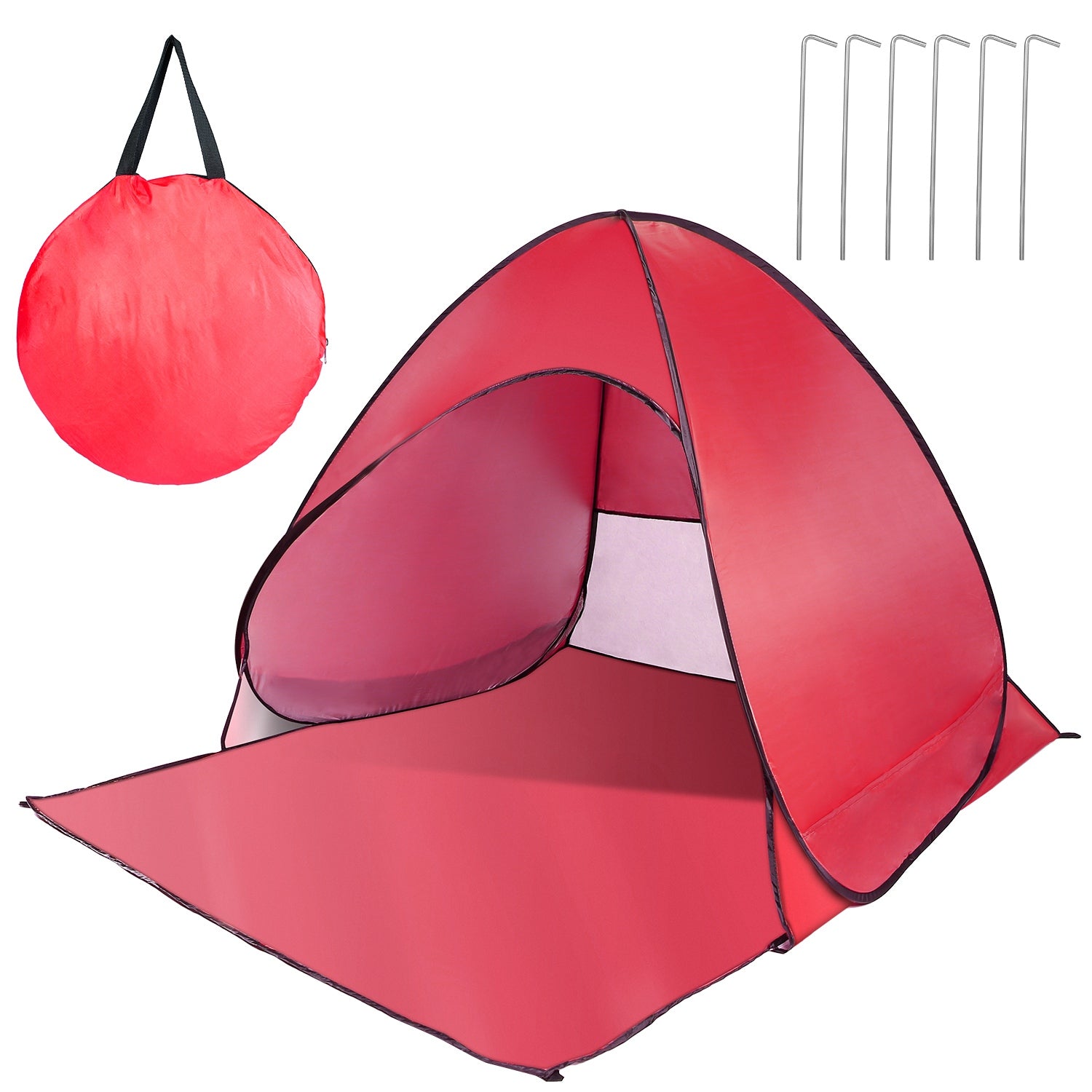 Pop Up Beach Tent GemGear red sun shade shelter with net window and carry bag includes 6 stakes on Tampa Home & Garden Store