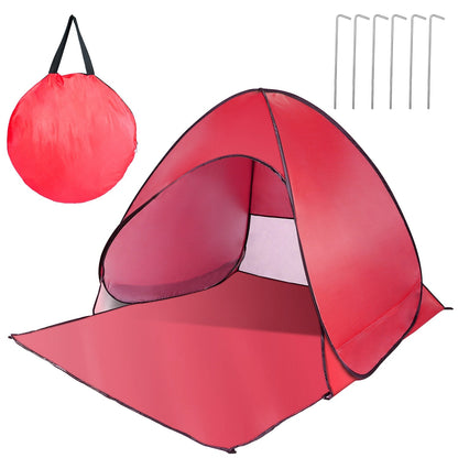 Pop Up Beach Tent GemGear red sun shade shelter with net window and carry bag includes 6 stakes on Tampa Home & Garden Store