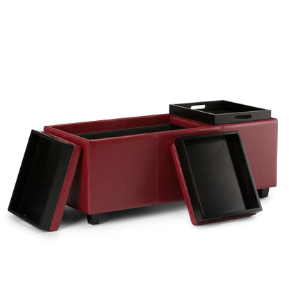 Avalon Upholstered Storage Ottoman With Trays
