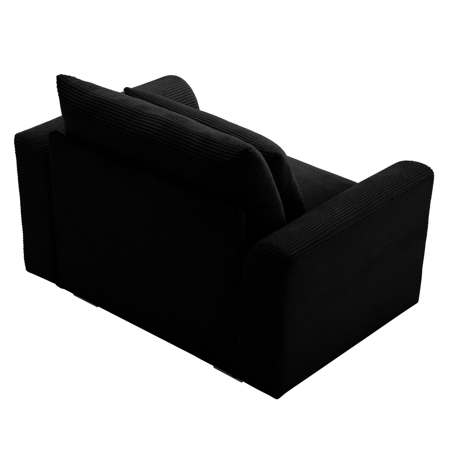Black Corduroy Deep Seat Single Accent Chair