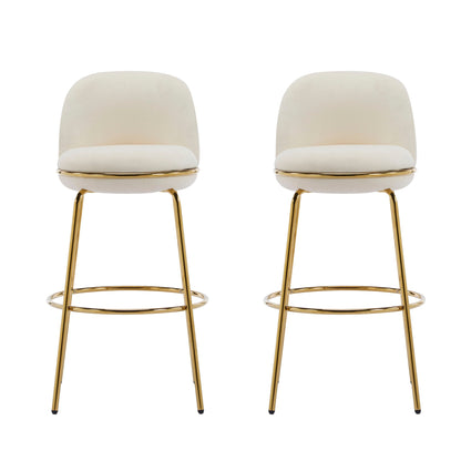 Rio Claro indoor upholstered bar stools set of 2 with cream fabric and gold bases on Tampa Home & Garden Store