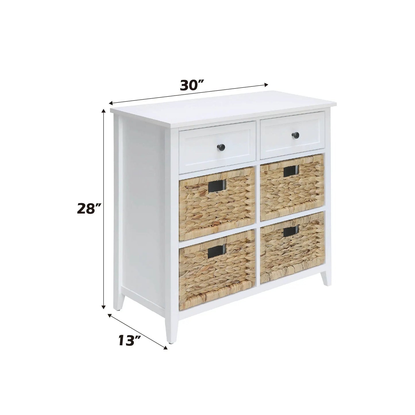 Flavius console cabinet white with 2 drawers and 4 woven baskets by Unique Piece Furniture on Tampa Home & Garden Store