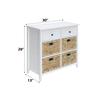 Flavius console cabinet white with 2 drawers and 4 woven baskets by Unique Piece Furniture on Tampa Home & Garden Store