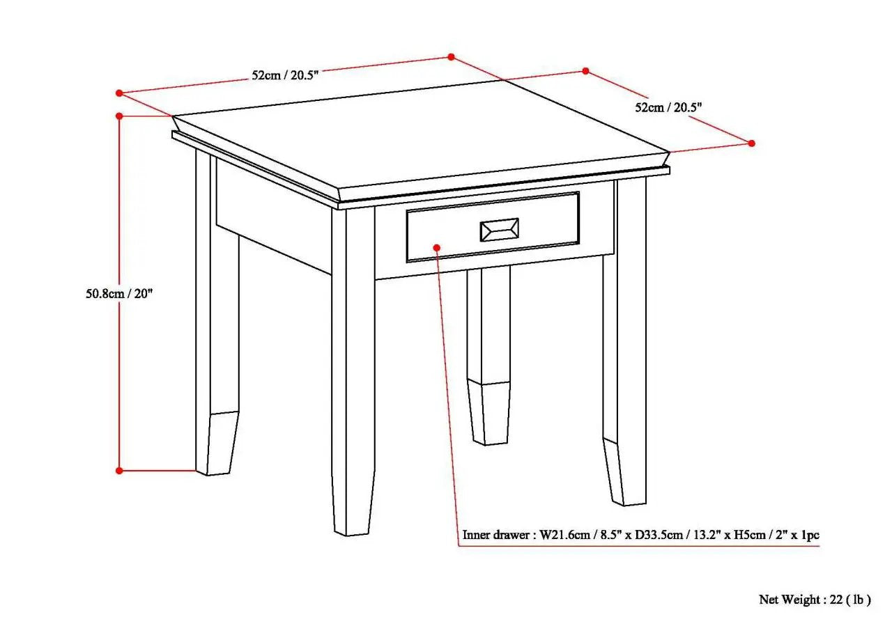 Artisan Handcrafted End Table wooden square top with front drawer Unique Piece Furniture on Tampa Home & Garden Store