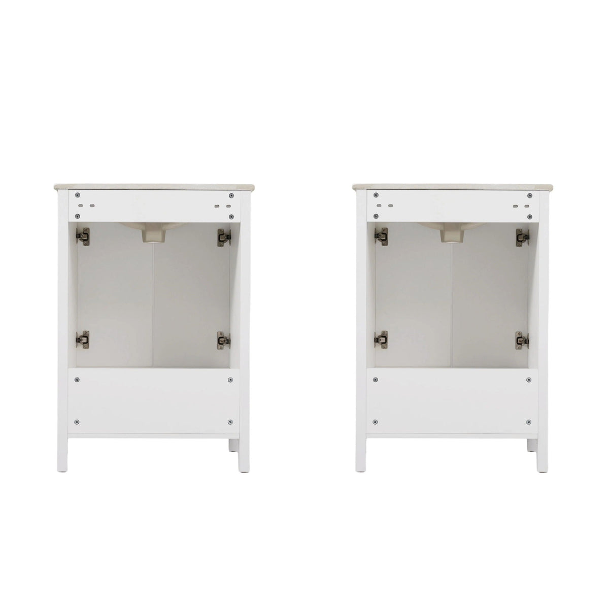 Pair of white modern bathroom vanities with sinks, compact storage HouseOfZazla on Tampa Home & Garden Store