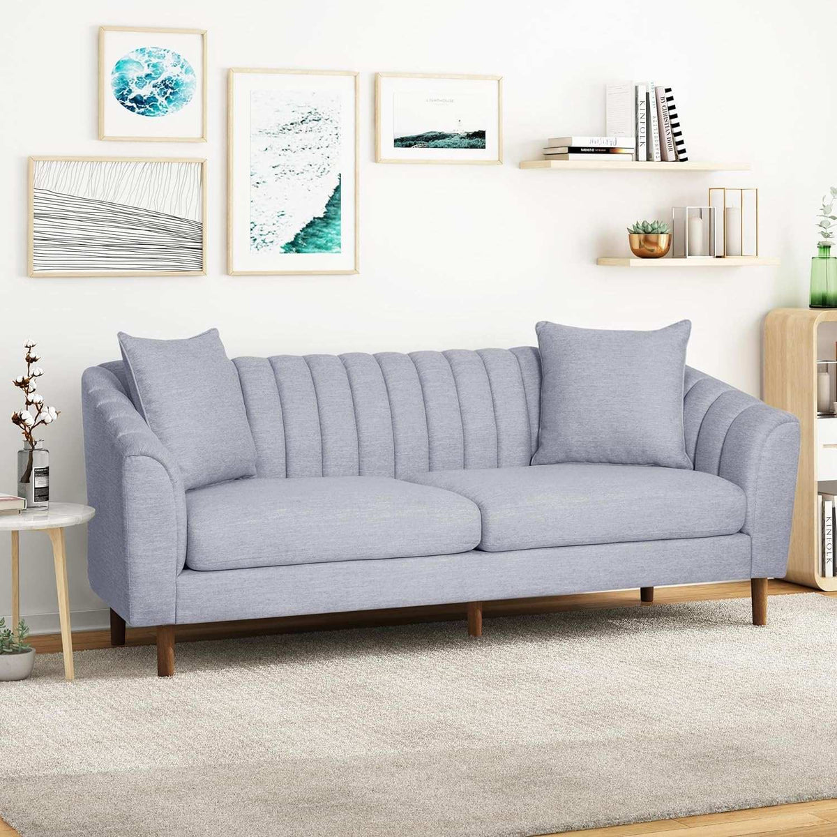 Contemporary 3 Seater Sofa With Plush Cushions