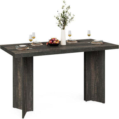 Dining Table For 4-6 People, thick-top dark wood kitchen table set with plates and wine glasses on Tampa Home & Garden Store