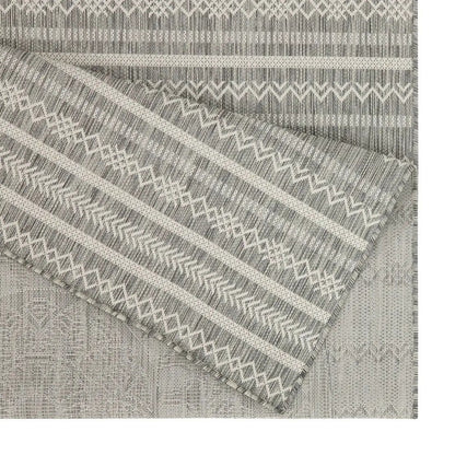 Sunshine Indoor/Outdoor Area Rug gray polypropylene with ivory geometric motif on Tampa Home & Garden Store