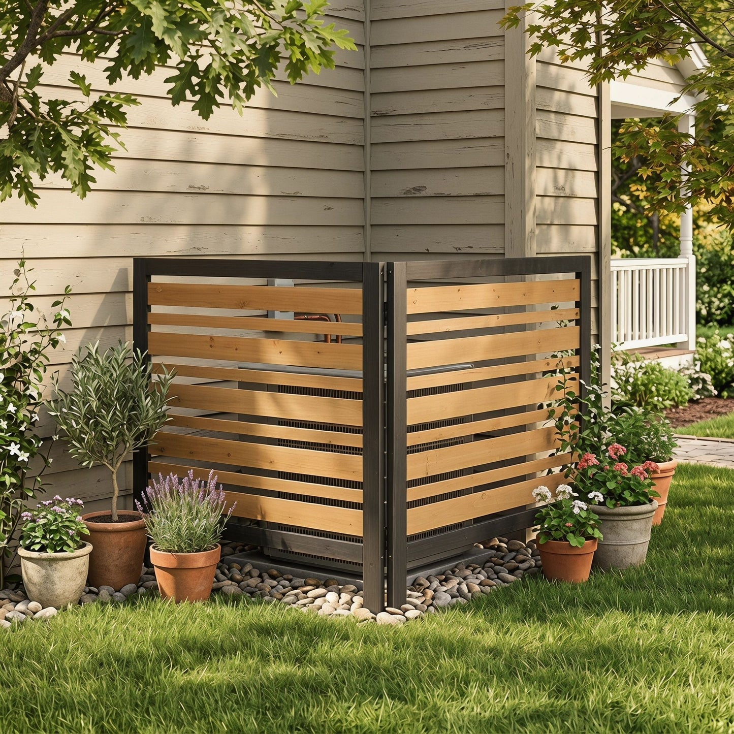 Premium Solid Wood Ac Screen for a Private Patio
